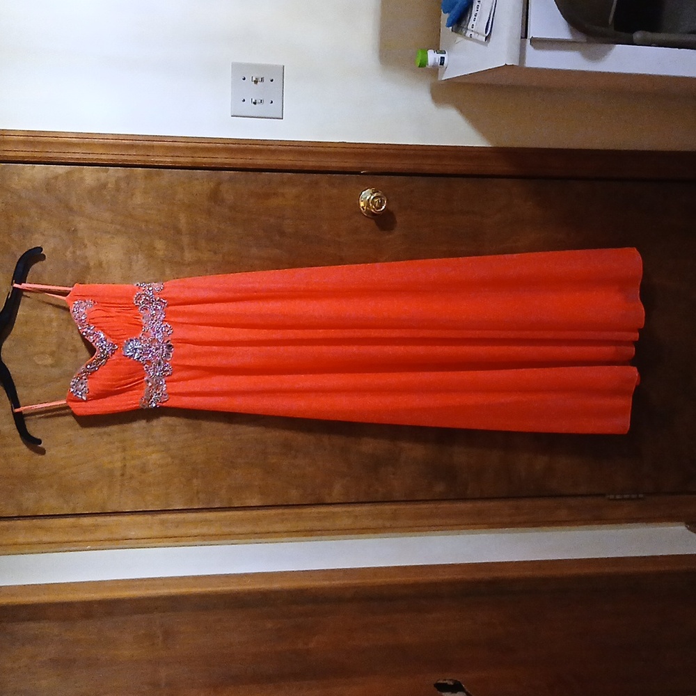 My Michelle Size 1 Strapless OR With Strap Coral Prom Pageant Gown With Stoning